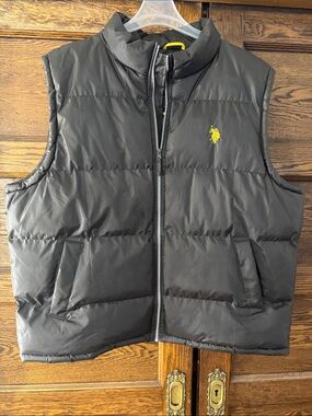 U.S. Polo Assn. Brown and Yellow Labeled Jacket Interior. Goosedown.